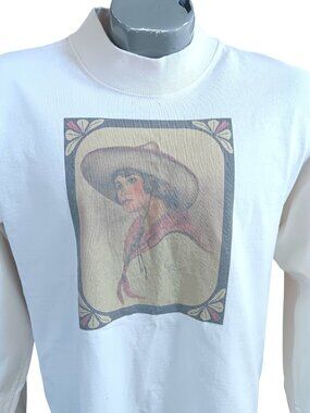 Vintage Women's T-shirt Lynn Brown Cowgirl Art Painting 1990's USA Western Woman